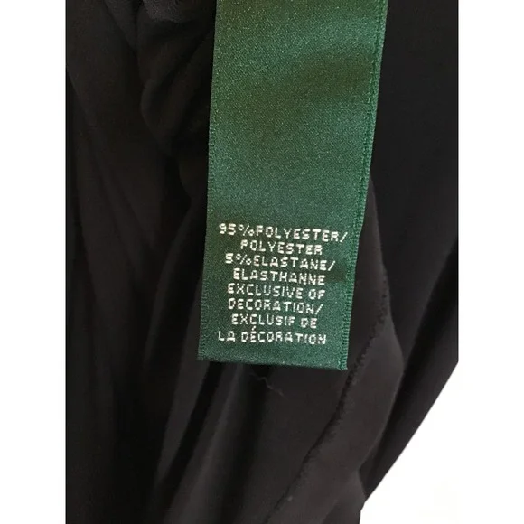 Ralph Lauren Women's Black Embellished Neck Ruched Sheath Dress Size 10 - Picture 6 of 6